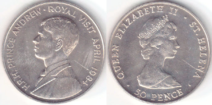 1984 St. Helena 50 Pence (Royal Visit) A004057